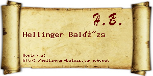 Hellinger Balázs névjegykártya
